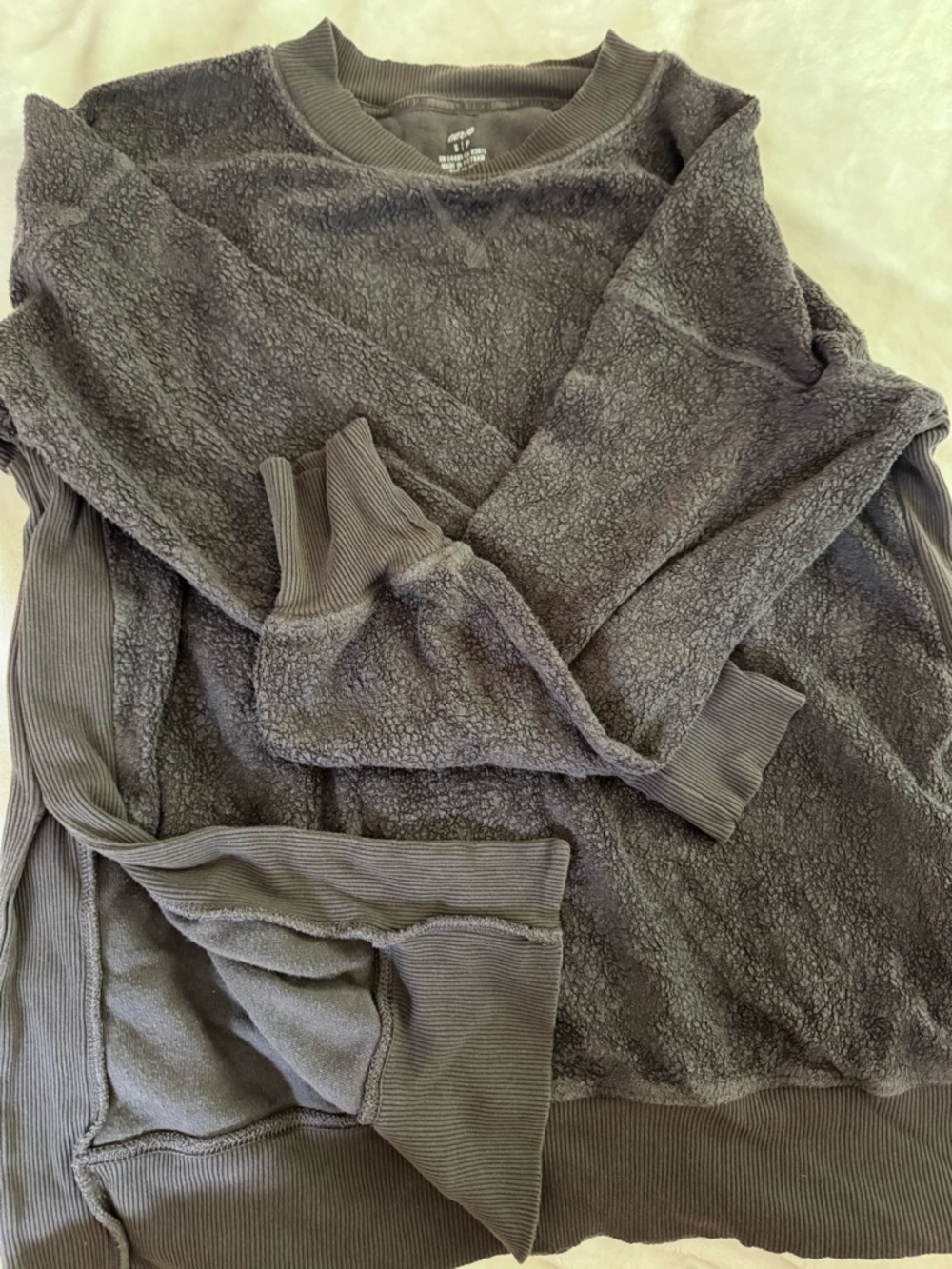 aerie Plush Fleece Crewneck Sweatshirt “Good Vibes” Size Small